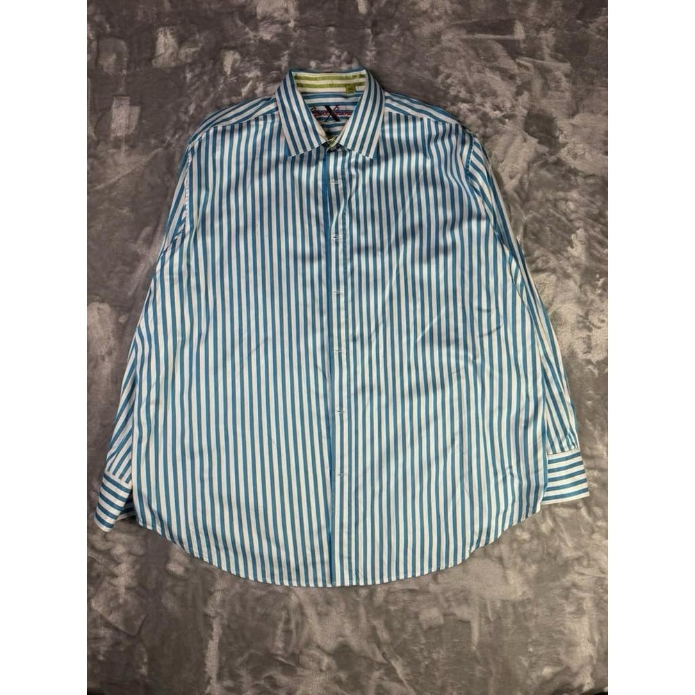 Robert Graham Blue Striped Long Sleeve Shirt Men's Size 2XL